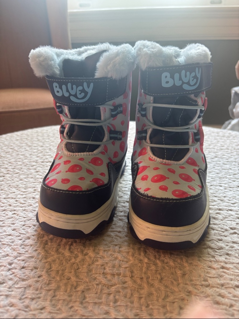 Bluey Kids Waterproof Snow Boots in Pink Polka Dot